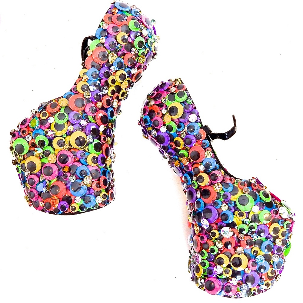 GASOLINE GLAMOUR PSYCHO BAZAAR HEEL-LESS PLATFORM SHOES 👀🌈💎